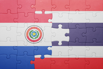 puzzle with the national flag of paraguay and thailand