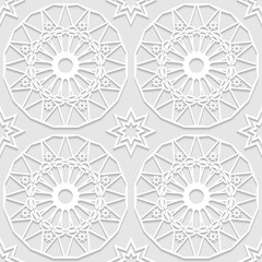 Seamless white 3D pattern, arabic motif, east ornament, indian ornament, vector. Endless texture can be used for wallpaper, pattern fills, web page  background,surface textures.