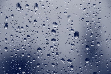 Rain drops on window , rainy day
