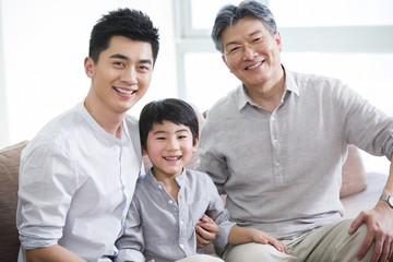 Happy three generations of men