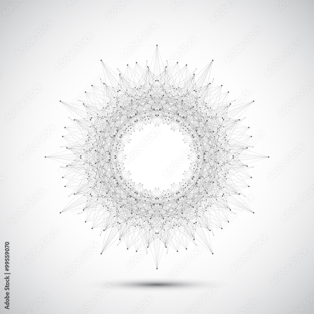 Poster Geometric abstract form with connected line and dots. Graphic background for your design.  Vector illustration