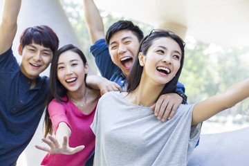 Happy young friends