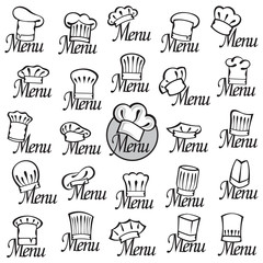 monochrome set of design with chef hats