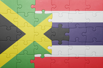 Fototapeta premium puzzle with the national flag of jamaica and thailand
