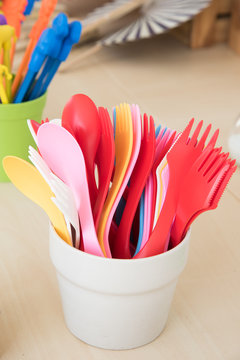 Colorful Plastic Spoon And Fork