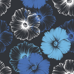 Seamless pattern with mallow flowers
