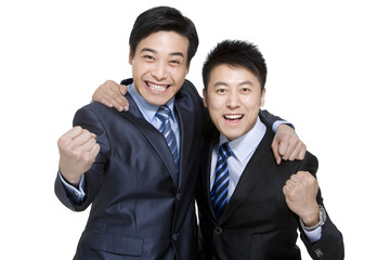 Portrait of two happy businessmen