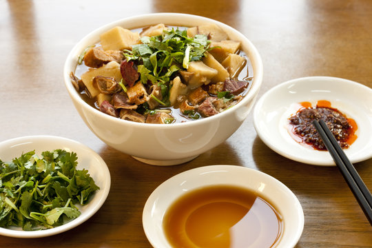 Chinese traditional food sheep's haslet soup