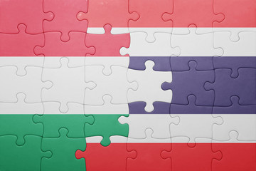 puzzle with the national flag of hungary and thailand