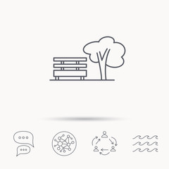 Public park icon. Tree with bench sign.