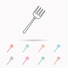 Pitchfork icon. Agriculture sign.