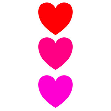 Hearts from red to pink