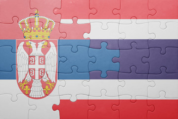 puzzle with the national flag of serbia and thailand