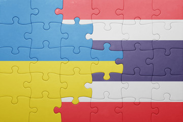 puzzle with the national flag of ukraine and thailand