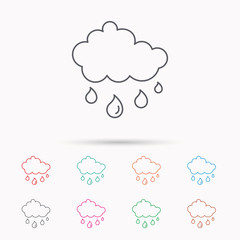 Rain icon. Water drops and cloud sign.