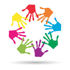 Fototapeta premium Conceptual children painted hand print isolated