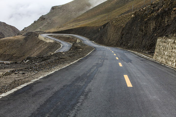 Mountain road in Tibet, China