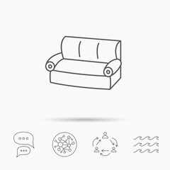 Sofa icon. Comfortable couch sign.