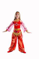 young girl in exotic arabian carnival costume