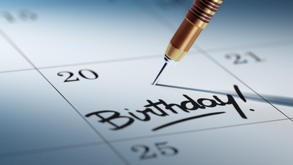 Obraz premium Concept image of a Calendar with a golden dart stick.. The words
