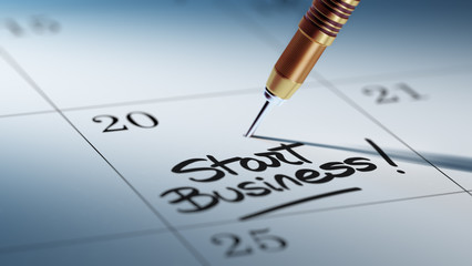 Obraz premium Concept image of a Calendar with a golden dart stick.. The words