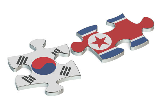 North Korea and South Korea conflict concept