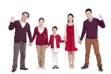 Fototapeta premium Cheerful family holding hands
