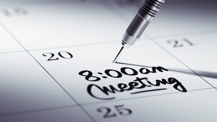 Obraz premium Concept image of a Calendar with a golden dart stick.. The words