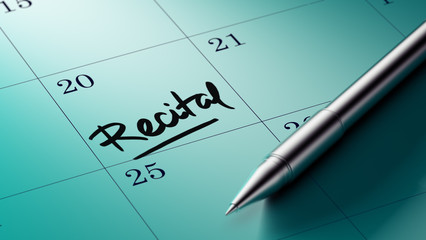 Closeup of a personal agenda setting an important date written w