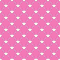 Heart shape seamless pattern. Pink and white colors