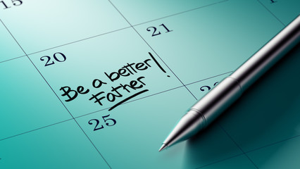 Closeup of a personal agenda setting an important date written w