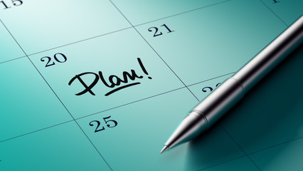 Closeup of a personal agenda setting an important date written w