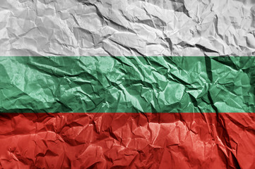 Bulgaria flag painted on crumpled paper background