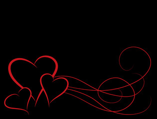 Hearts and Swirls on black - 99572894