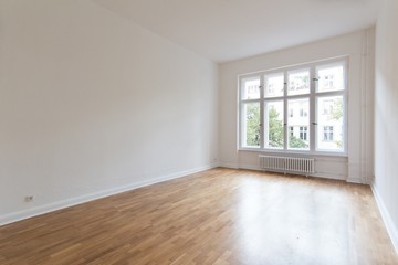 empty room, fresh renovated flat with wooden floor,