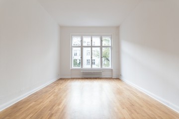 empty room, fresh renovated flat with wooden floor,