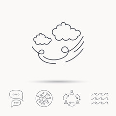 Wind icon. Cloud with storm sign.