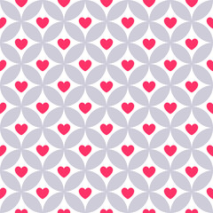 Heart shape seamless pattern. Pink color