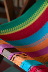 Closeup of Colorful deck chair 