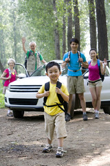 Family on a trip out in the country