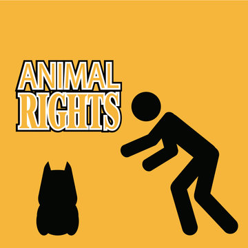Animal Rigths illustration over orange color background