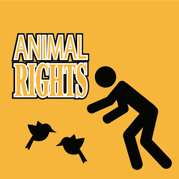 Animal Rigths illustration over orange color background