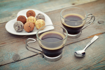 Two glass cups of coffee