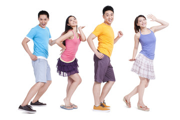 Fototapeta premium Cheerful young people dancing