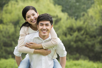 Portrait of happy young couple