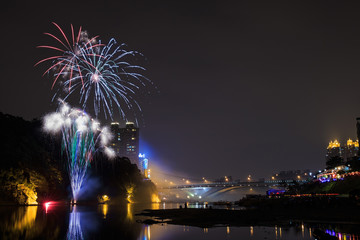 Firework shows at Bitan Scenic Area