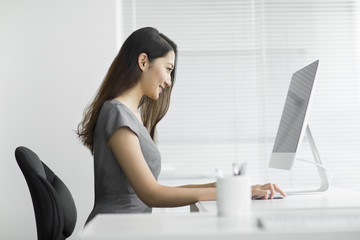 Young businesswoman using computer in office