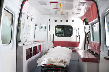 Interior of an empty ambulance