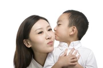 Son kissing mother