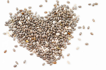 Chia seeds heart shape.
